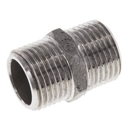 Dubbele Nippel G1/2'' RVS Vlakke Afdichting 16bar 22mm Hex