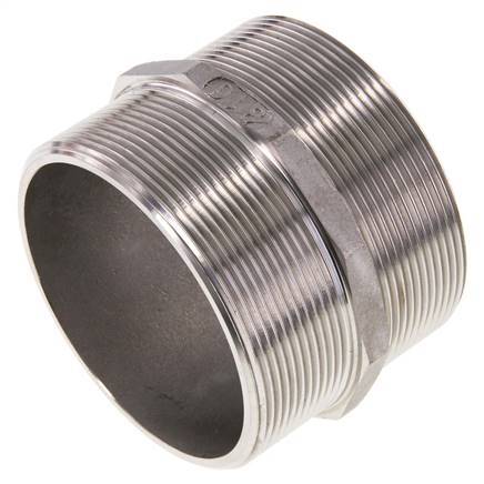Dubbele Nippel G3'' RVS Vlakke Afdichting 16bar 92mm Hex