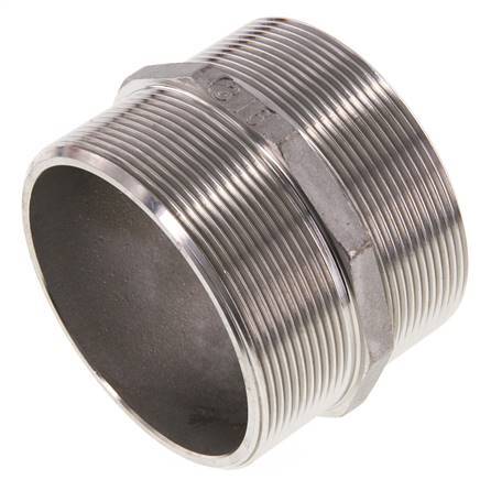 Dubbele Nippel G3'' RVS Vlakke Afdichting 16bar 92mm Hex