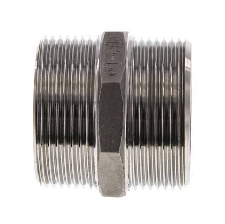 Dubbele Nippel G1 1/2'' RVS Vlakke Afdichting 16bar 51mm Hex