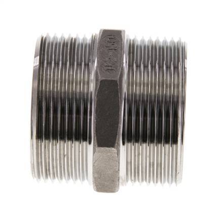 Dubbele Nippel G1 1/2'' RVS Vlakke Afdichting 16bar 51mm Hex