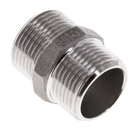 Dubbele Nippel G3/4'' RVS Vlakke Afdichting 16bar 29mm Hex