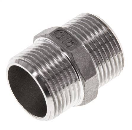 Dubbele Nippel G3/4'' RVS Vlakke Afdichting 16bar 29mm Hex