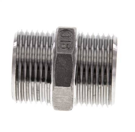 Dubbele Nippel G3/4'' RVS Vlakke Afdichting 16bar 29mm Hex