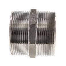 Dubbele Nippel G2'' RVS Vlakke Afdichting 16bar 62mm Hex