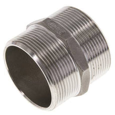 Dubbele Nippel G2'' RVS Vlakke Afdichting 16bar 62mm Hex