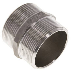 Dubbele Nippel G2'' RVS Vlakke Afdichting 16bar 62mm Hex