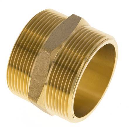 Dubbele Nippel G2'' Messing Vlakke Afdichting 16bar 60mm Hex