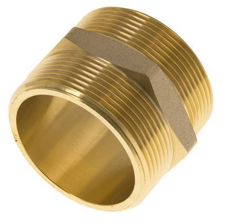 Dubbele Nippel G2'' Messing Vlakke Afdichting 16bar 60mm Hex