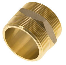 Dubbele Nippel G2'' Messing Vlakke Afdichting 16bar 60mm Hex