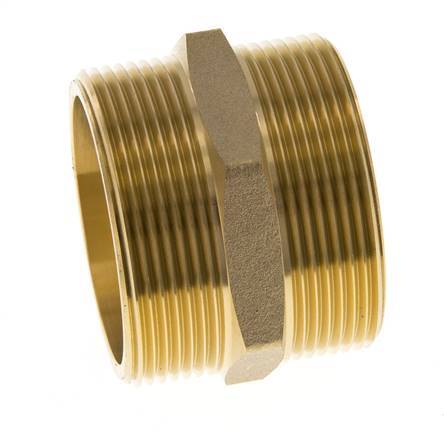Dubbele Nippel G2'' Messing Vlakke Afdichting 16bar 60mm Hex