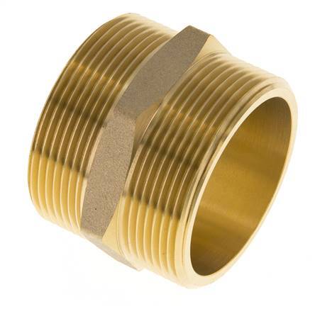 Dubbele Nippel G2'' Messing Vlakke Afdichting 16bar 60mm Hex