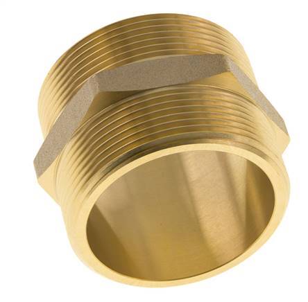 Dubbele Nippel G2'' Messing Vlakke Afdichting 16bar 60mm Hex
