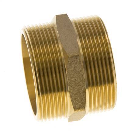 Dubbele Nippel G2'' Messing Vlakke Afdichting 16bar 60mm Hex