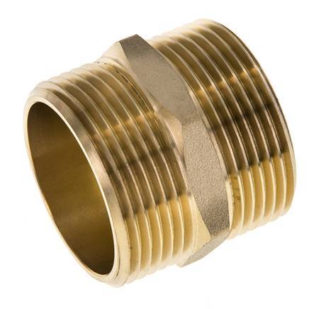 Dubbele Nippel G1 1/4" Messing Vlakke Afdichting 16bar 42mm Hex