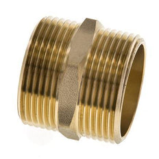 Dubbele Nippel G1 1/4" Messing Vlakke Afdichting 16bar 42mm Hex