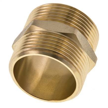 Dubbele Nippel G1 1/4" Messing Vlakke Afdichting 16bar 42mm Hex