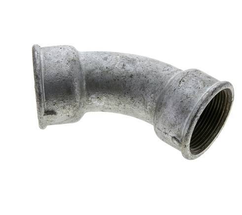 45° L-Koppeling Fitting Rp1 1/2'' Binnendraad Gietijzer 25bar