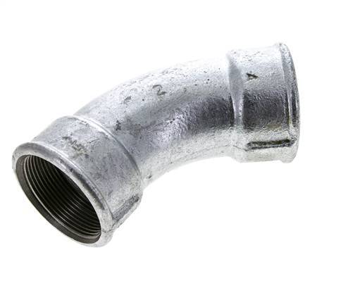 45° L-Koppeling Fitting Rp2'' Binnendraad Gietijzer 25bar
