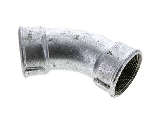 45° L-Koppeling Fitting Rp2'' Binnendraad Gietijzer 25bar