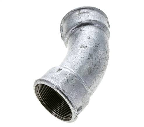 45° L-Koppeling Fitting Rp2'' Binnendraad Gietijzer 25bar