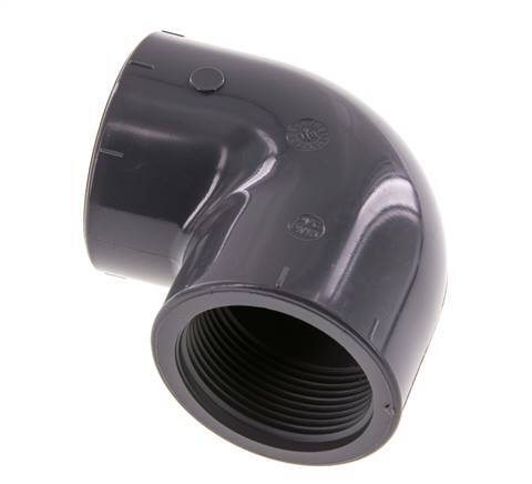 90° L-Koppeling Rp1 1/2'' Binnendraad PVC-U 16bar En 1452-3