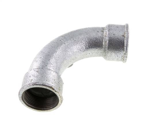 90° L-Koppeling Fitting Rp1 1/2'' Binnendraad Lang Gietijzer 25bar