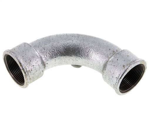 90° L-Koppeling Fitting Rp1 1/2'' Binnendraad Lang Gietijzer 25bar