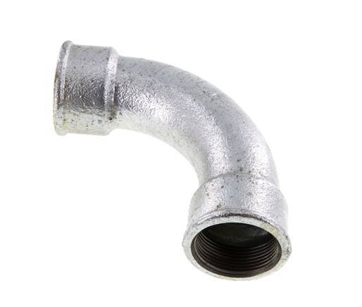 90° L-Koppeling Fitting Rp1 1/2'' Binnendraad Lang Gietijzer 25bar