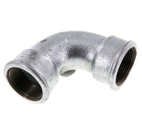 90° L-Koppeling Rp1 1/2'' Binnendraad Kort Gietijzer 25bar