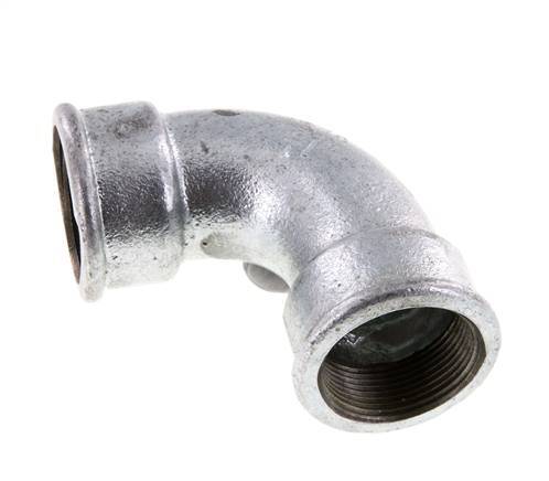 90° L-Koppeling Rp1 1/2'' Binnendraad Kort Gietijzer 25bar