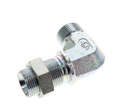90° L-Koppeling G3/4'' Schotdoorvoer Hogedruk Staal 60° Conus 325bar Hydrauliek