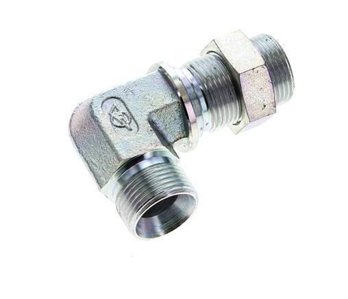 90° L-Koppeling G3/4'' Schotdoorvoer Hogedruk Staal 60° Conus 325bar Hydrauliek