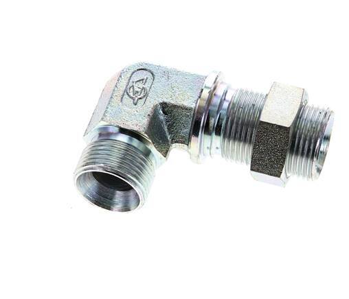 90° L-Koppeling G3/4'' Schotdoorvoer Hogedruk Staal 60° Conus 325bar Hydrauliek