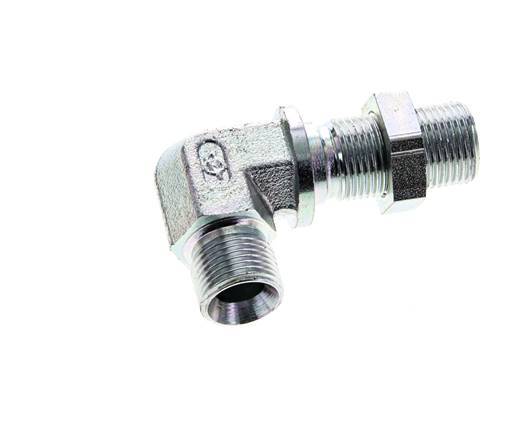 90° L-Koppeling G3/8'' Schotdoorvoer Hogedruk Staal 60° Conus 325bar Hydrauliek