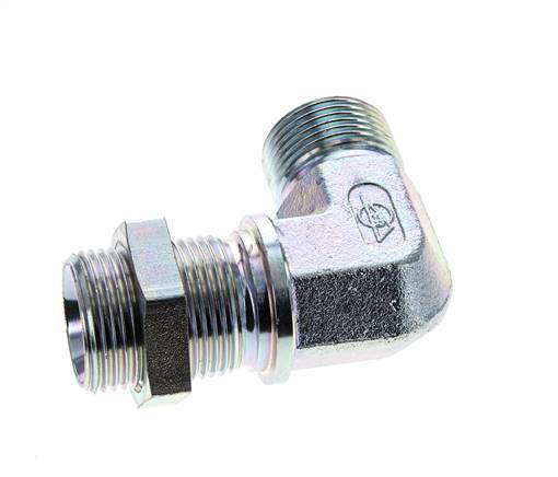 90° L-Koppeling G1'' Schotdoorvoer Hogedruk Staal 60° Conus 225bar Hydrauliek