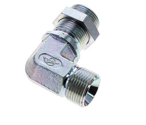 90° L-Koppeling G1'' Schotdoorvoer Hogedruk Staal 60° Conus 225bar Hydrauliek