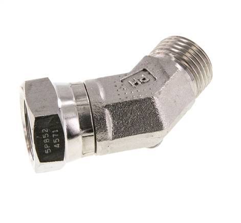 45° L-Koppeling G1/2 '' Binnendraad X Buitendraad Hoge Druk RVS 60° Conus 300bar Hydrauliek