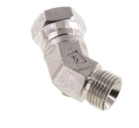 45° L-Koppeling G1/2 '' Binnendraad X Buitendraad Hoge Druk RVS 60° Conus 300bar Hydrauliek