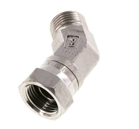 45° L-Koppeling G1/2 '' Binnendraad X Buitendraad Hoge Druk RVS 60° Conus 300bar Hydrauliek