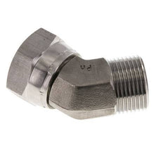 45° L-Koppeling G1" Binnendraad X Buitendraad Hoge Druk RVS 60° Conus 150bar Hydrauliek