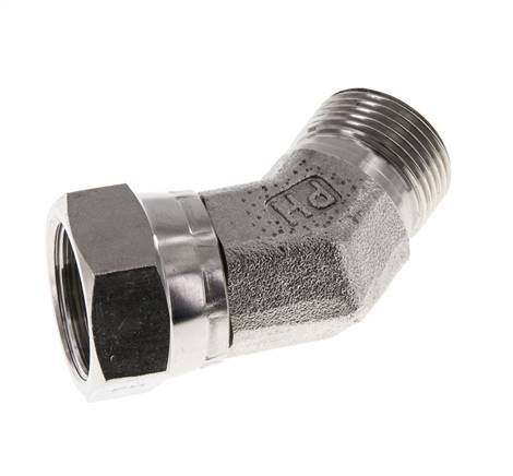 45° L-Koppeling G3/4 '' Binnendraad X Buitendraad Hoge Druk RVS 60° Conus 175bar Hydrauliek