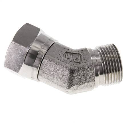 45° L-Koppeling G3/4 '' Binnendraad X Buitendraad Hoge Druk RVS 60° Conus 175bar Hydrauliek