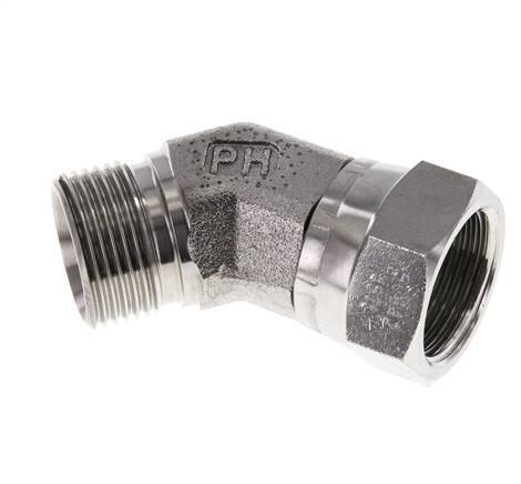 45° L-Koppeling G3/4 '' Binnendraad X Buitendraad Hoge Druk RVS 60° Conus 175bar Hydrauliek