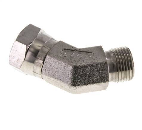 45° L-Koppeling G3/8 '' Binnendraad X Buitendraad Hoge Druk RVS 60° Conus 325bar Hydrauliek