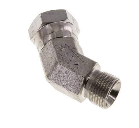 45° L-Koppeling G3/8 '' Binnendraad X Buitendraad Hoge Druk RVS 60° Conus 325bar Hydrauliek