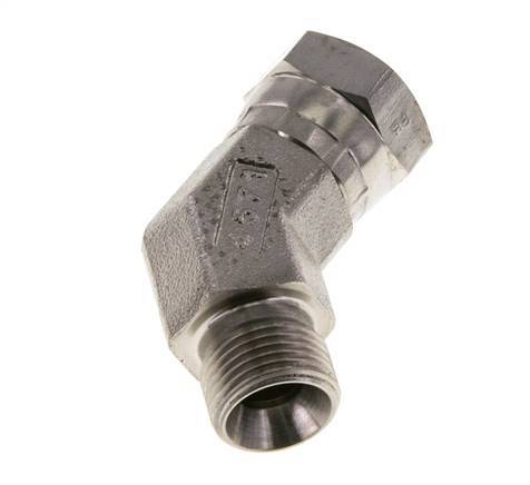 45° L-Koppeling G3/8 '' Binnendraad X Buitendraad Hoge Druk RVS 60° Conus 325bar Hydrauliek