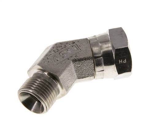 45° L-Koppeling G3/8 '' Binnendraad X Buitendraad Hoge Druk RVS 60° Conus 325bar Hydrauliek