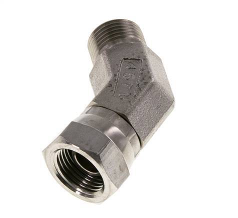 45° L-Koppeling G3/8 '' Binnendraad X Buitendraad Hoge Druk RVS 60° Conus 325bar Hydrauliek