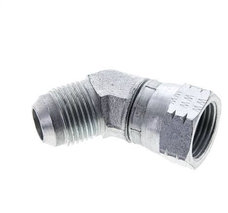 45° JIC L-Koppeling UNF 7/8''-14 Buitendraad X Binnendraad Staal 210bar